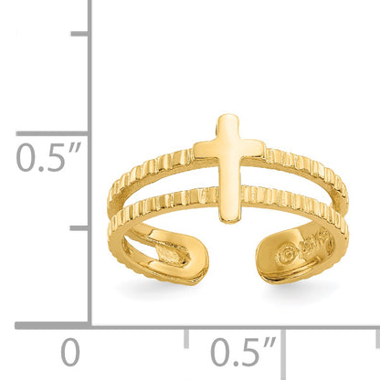 14K Yellow Gold Cross Toe Ring