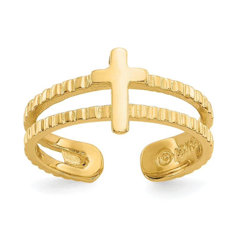 14K Yellow Gold Cross Toe Ring