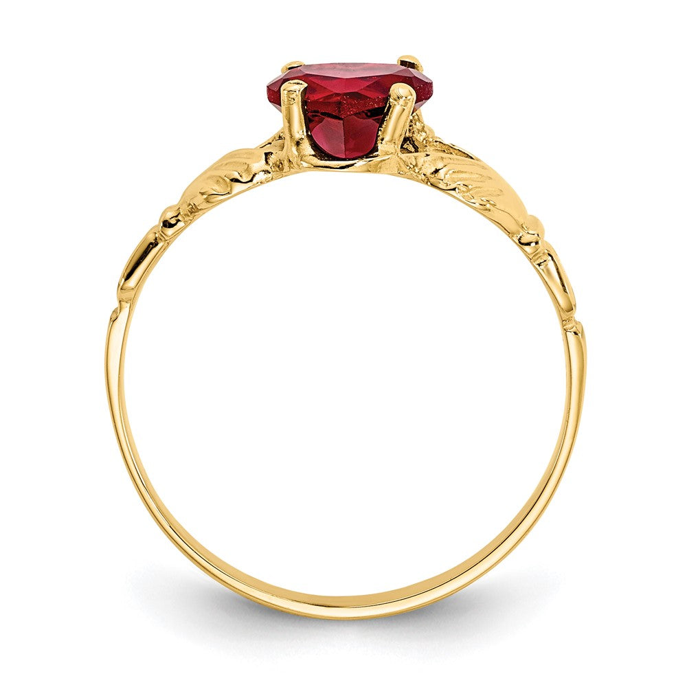14K Yellow Gold January CZ Heart Birthstone Claddagh Ring