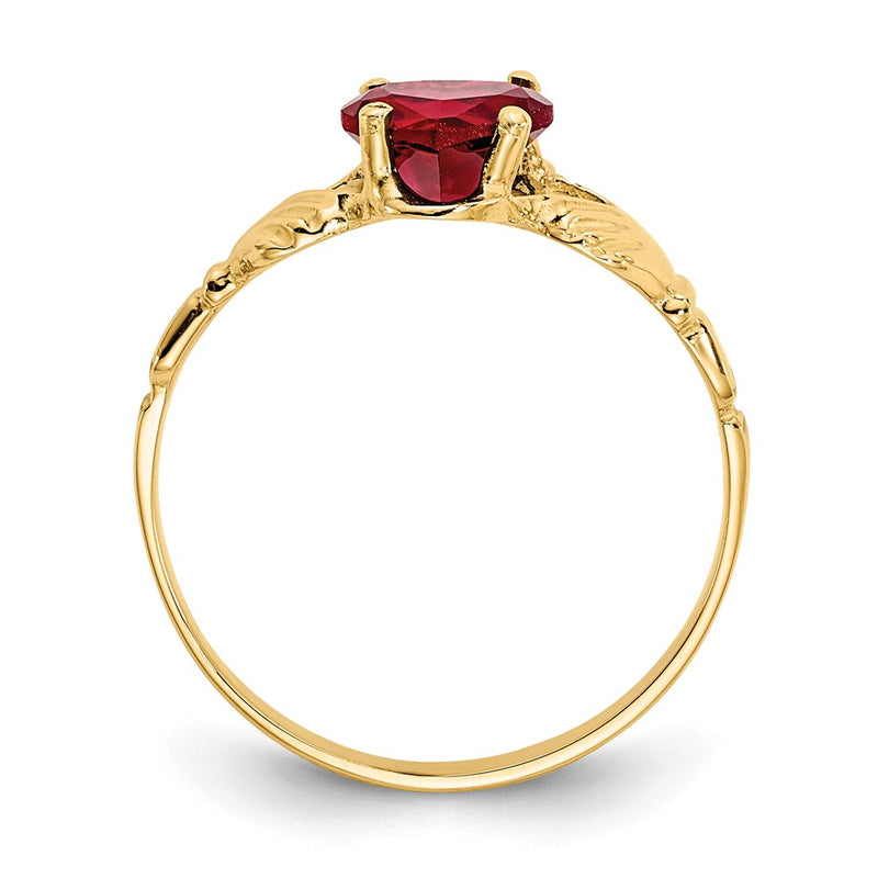 14K Yellow Gold January CZ Heart Birthstone Claddagh Ring
