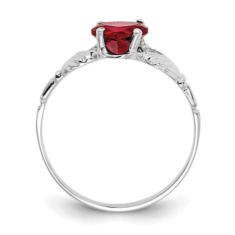 14K White Gold January CZ Heart Birthstone Claddagh Ring