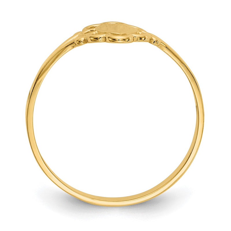 14K Yellow Gold Filigree Oval Polished Center Baby Signet Ring