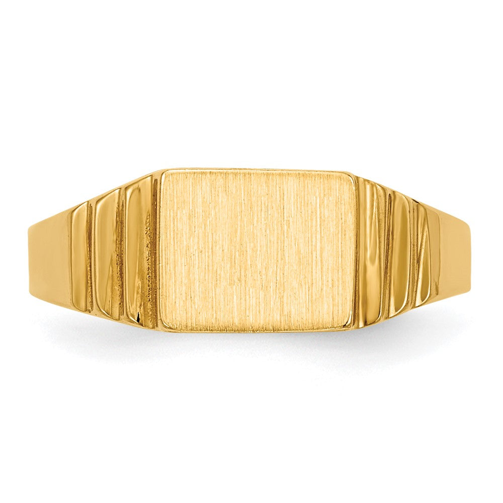 14K Yellow Gold Rectangular Satin Baby Signet Ring