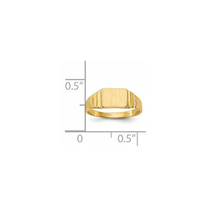 14K Yellow Gold Rectangular Satin Baby Signet Ring