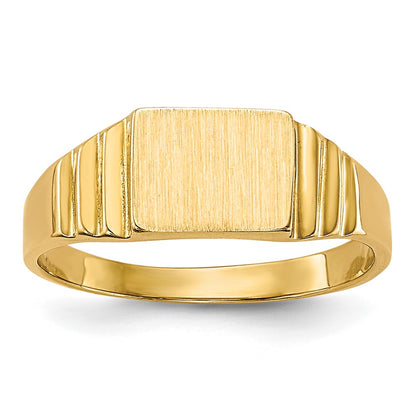 14K Yellow Gold Rectangular Satin Baby Signet Ring