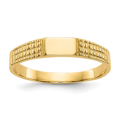 14K Yellow Gold Polished Baby Signet Band Ring