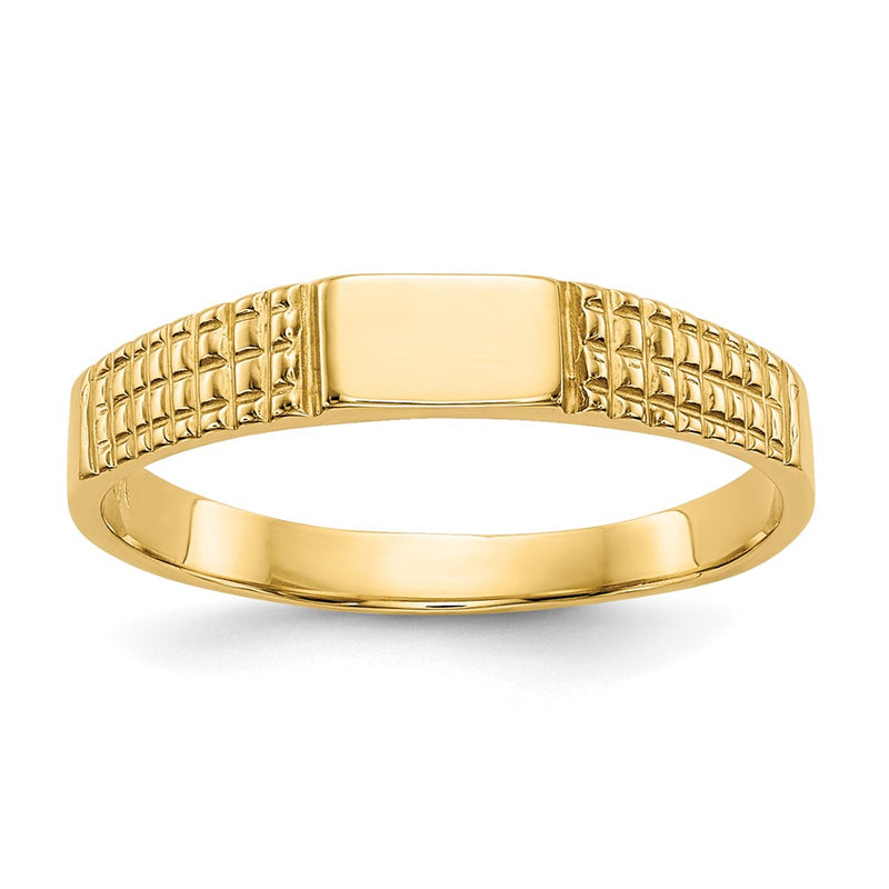 14K Yellow Gold Polished Baby Signet Band Ring