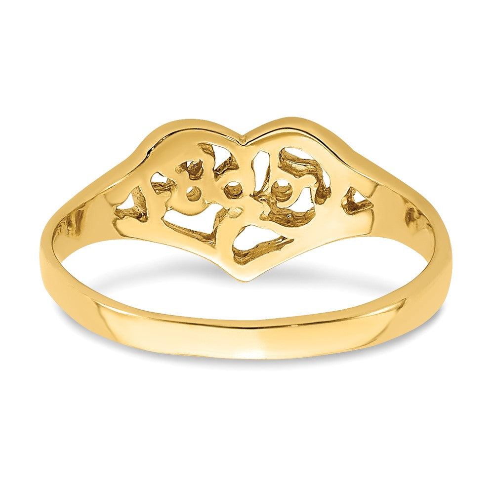 14K Yellow Gold Baby Cut-Out Heart Ring