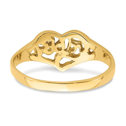 14K Yellow Gold Baby Cut-Out Heart Ring