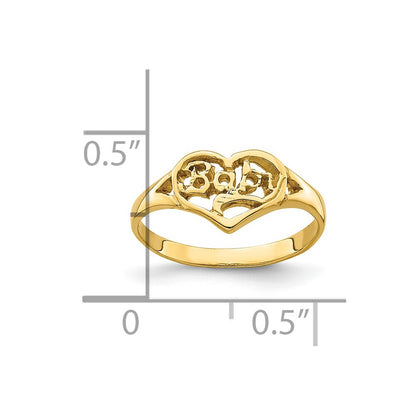 14K Yellow Gold Baby Cut-Out Heart Ring