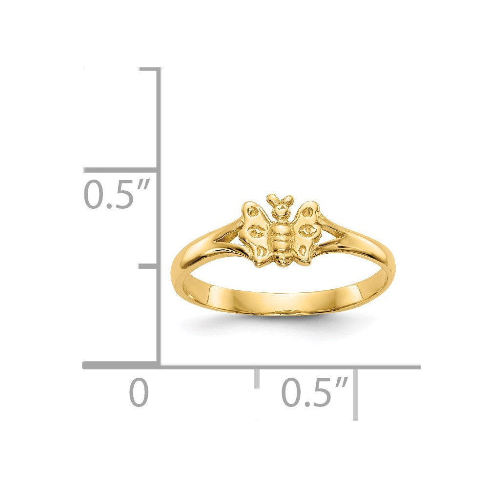 14K Yellow Gold Butterfly Baby Ring