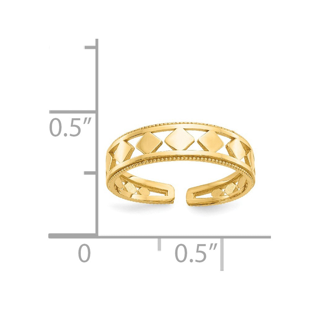 14K Yellow Gold Diamond Shapes Toe Ring