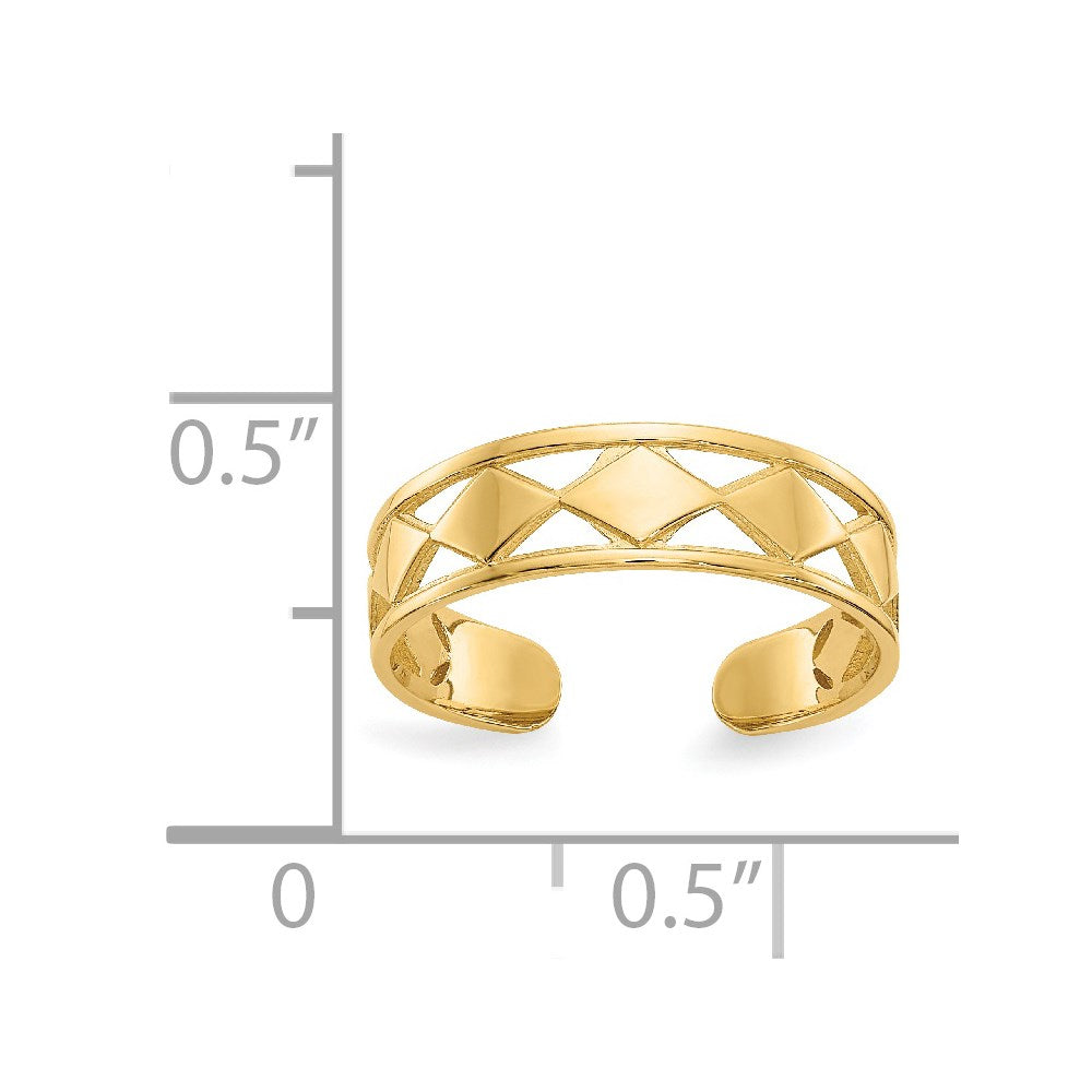 14K Yellow Gold Diamond Shapes Toe Ring