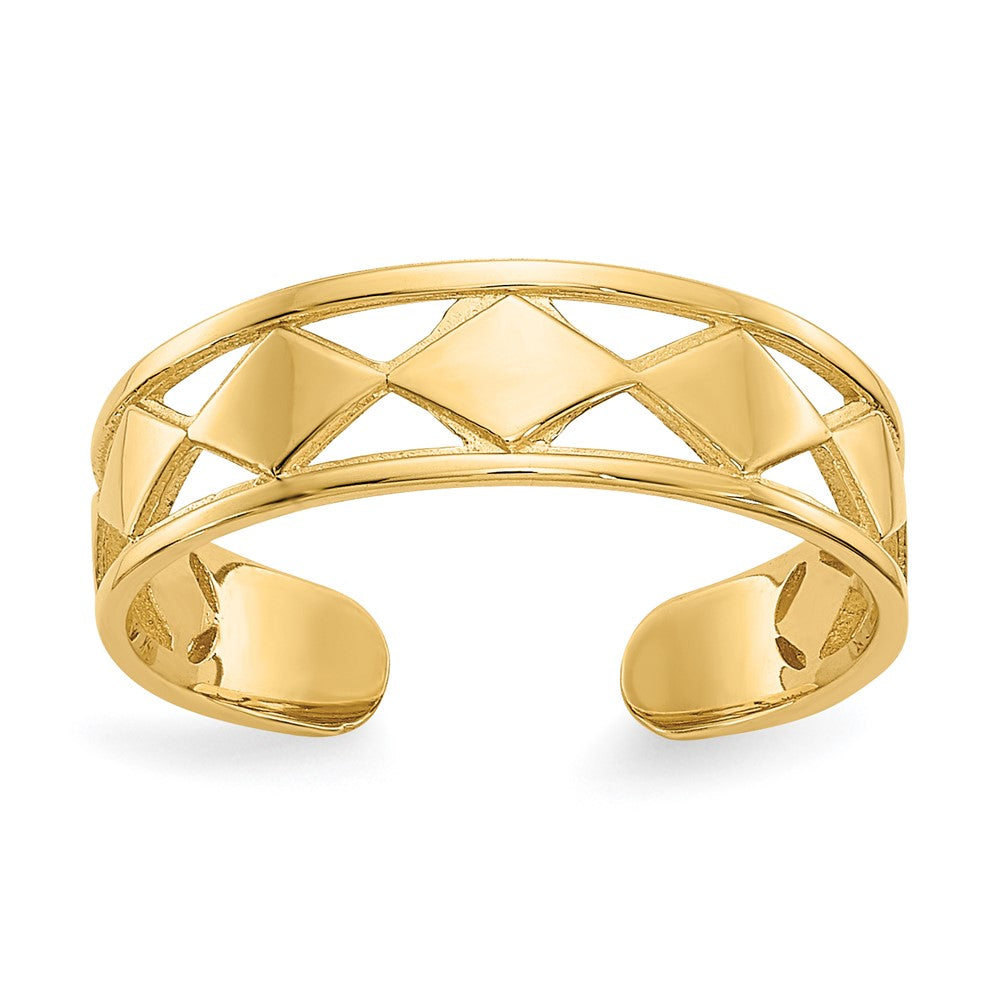 14K Yellow Gold Diamond Shapes Toe Ring