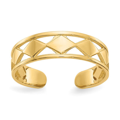 14K Yellow Gold Diamond Shapes Toe Ring
