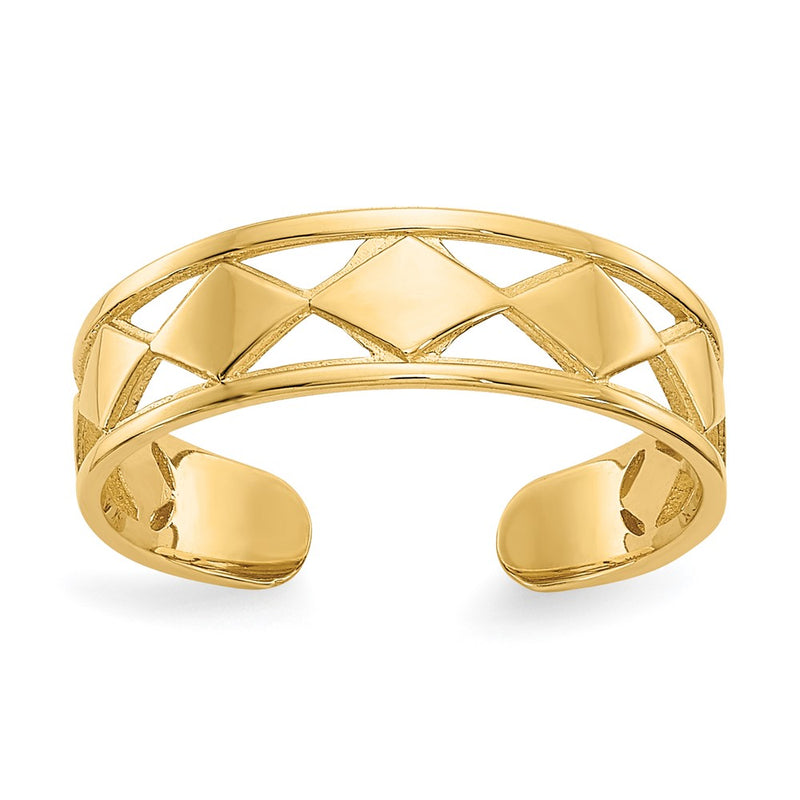 14K Yellow Gold Diamond Shapes Toe Ring