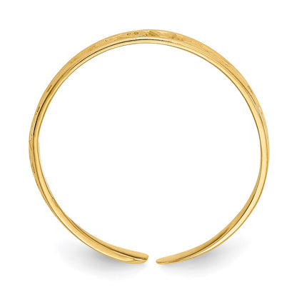 14K Yellow Gold Polished Love And Hearts Toe Ring