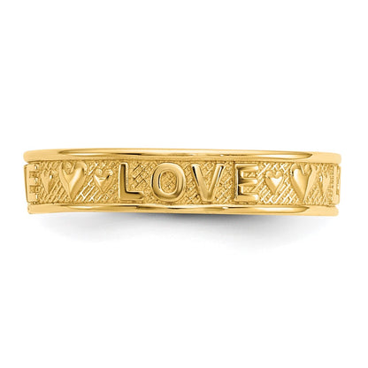 14K Yellow Gold Polished Love And Hearts Toe Ring