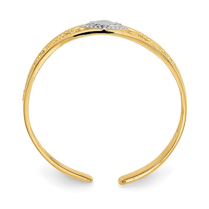 14K Yellow & Rhodium Diamond-Cut Toe Ring