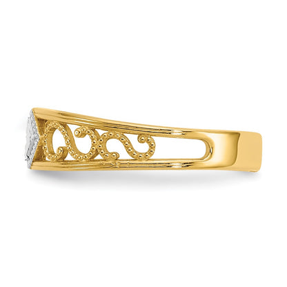 14K Yellow & Rhodium Diamond-Cut Toe Ring