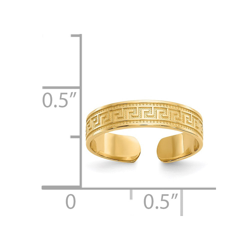 14K Yellow Gold Greek Key Toe Ring