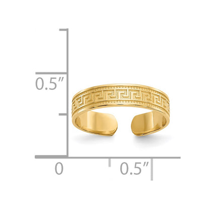 14K Yellow Gold Greek Key Toe Ring