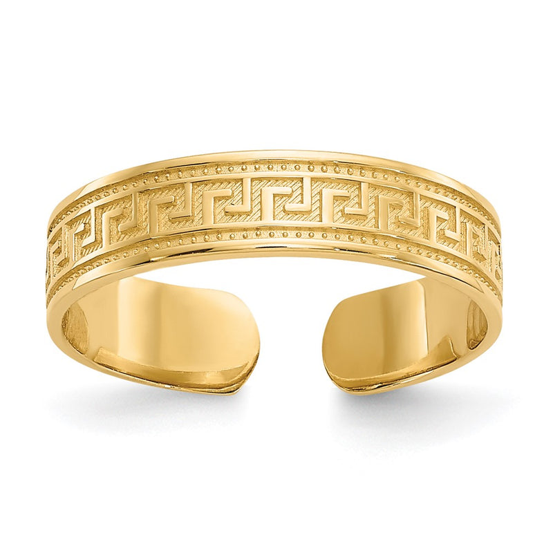 14K Yellow Gold Greek Key Toe Ring