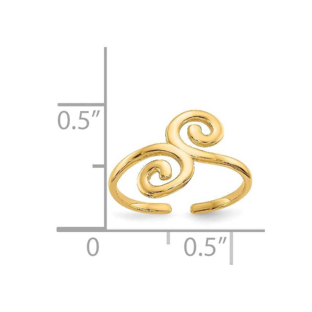 14K Yellow Gold Swirl Toe Ring
