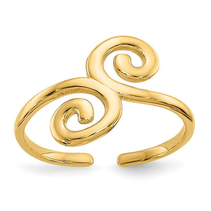 14K Yellow Gold Swirl Toe Ring