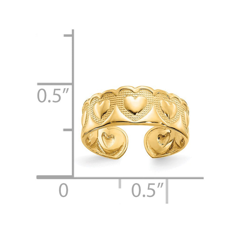 14k Yellow Gold Heart Toe Ring