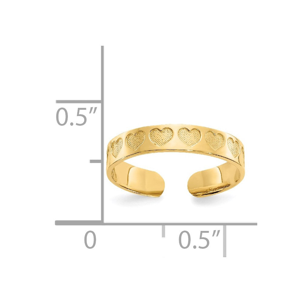 14K Yellow Gold Heart Toe Ring