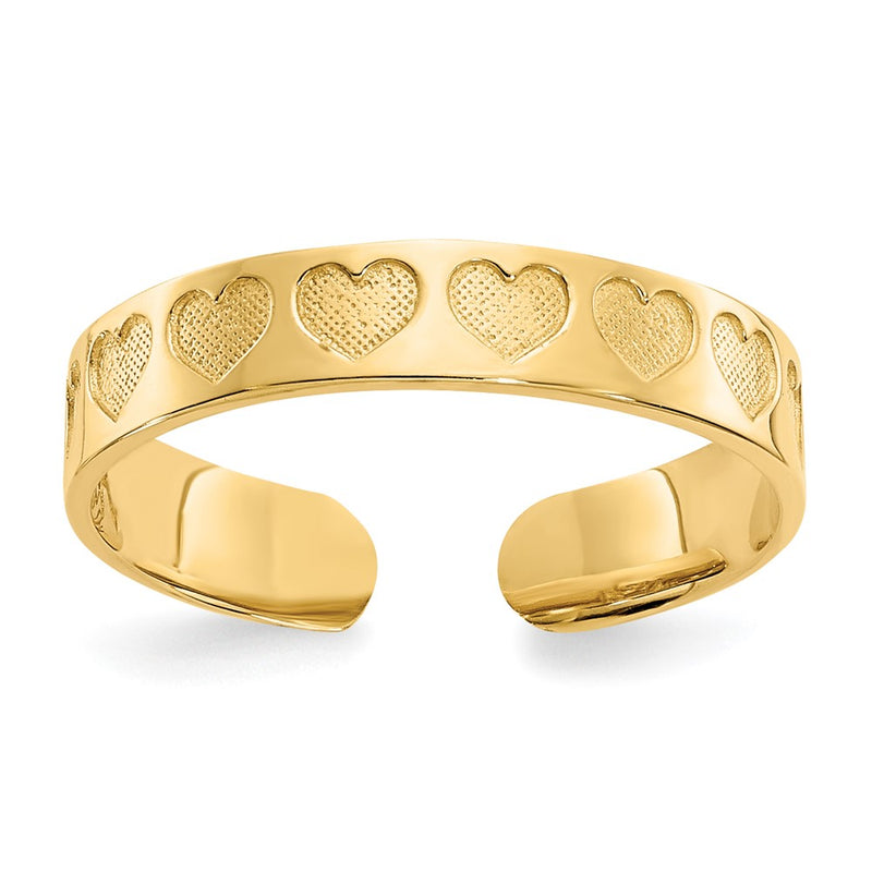 14K Yellow Gold Heart Toe Ring