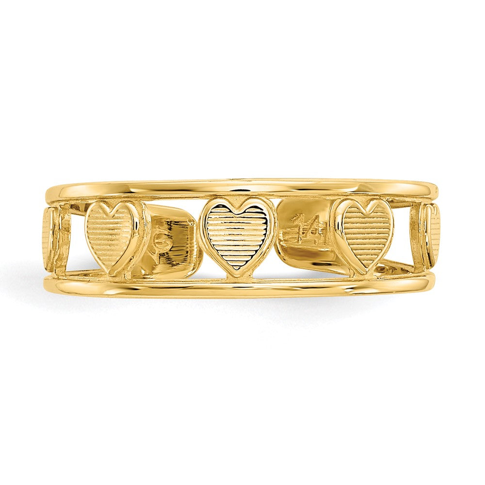 14K Yellow Gold Heart Toe Ring