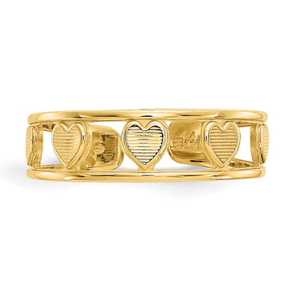 14K Yellow Gold Heart Toe Ring