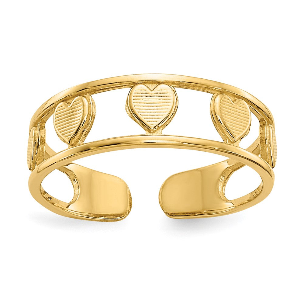 14K Yellow Gold Heart Toe Ring
