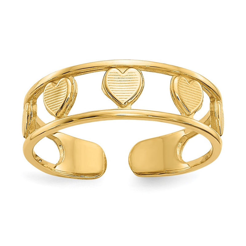 14K Yellow Gold Heart Toe Ring