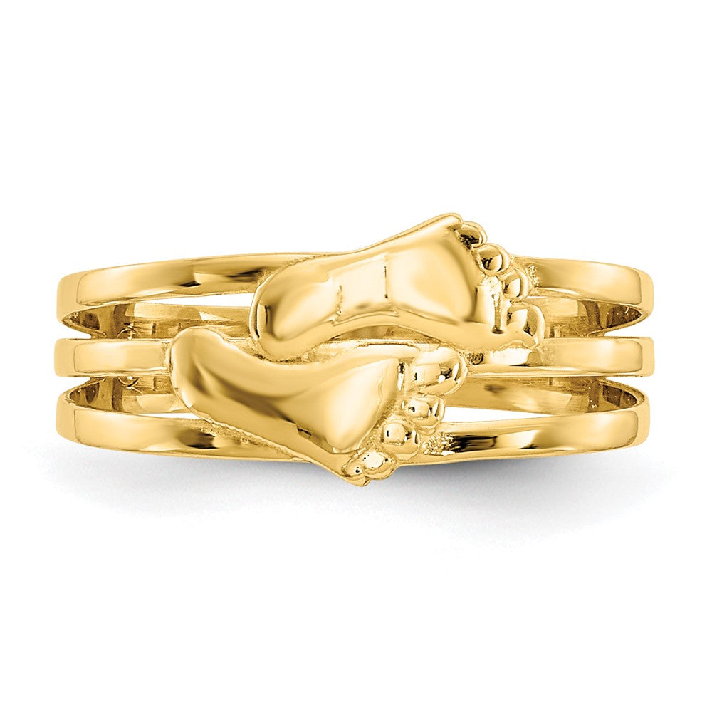 14K Yellow Gold Bare Feet Toe Ring