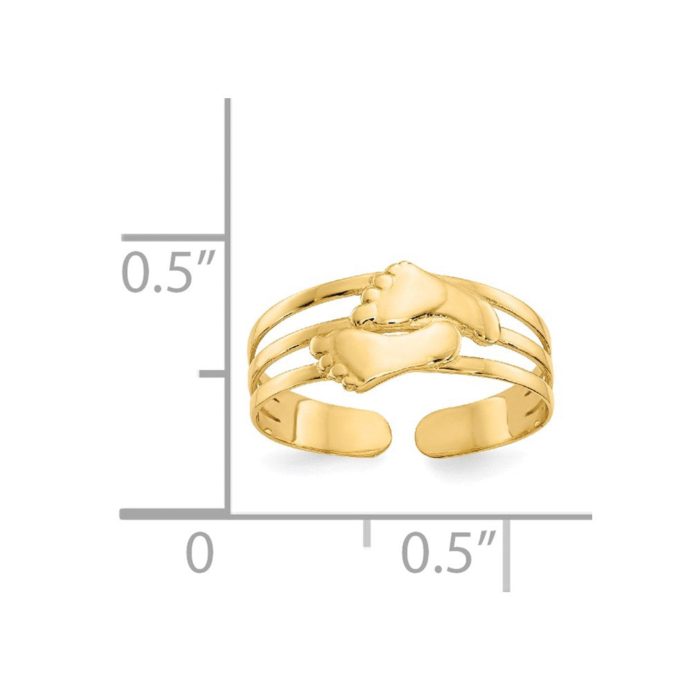 14K Yellow Gold Bare Feet Toe Ring