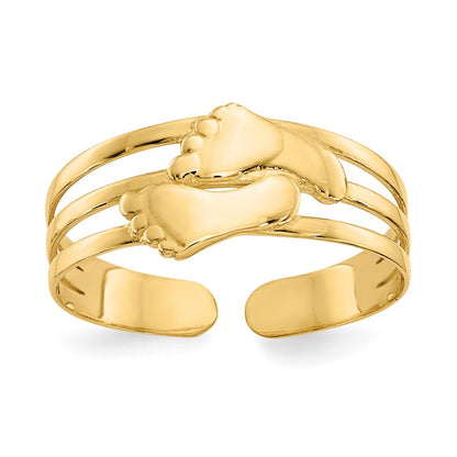 14K Yellow Gold Bare Feet Toe Ring