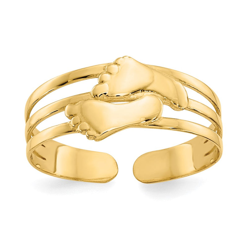 14K Yellow Gold Bare Feet Toe Ring