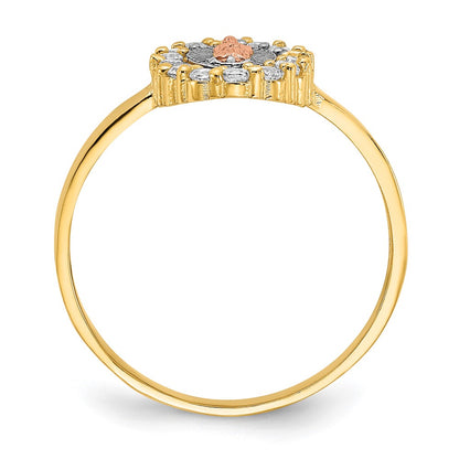 14K Two Tone White Rhodium Cz Lady Of Guadalupe Ring