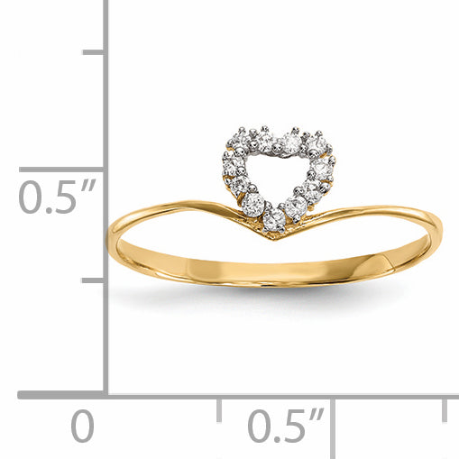 14K Yellow Gold Cz Heart Ring (Size 7 Only)