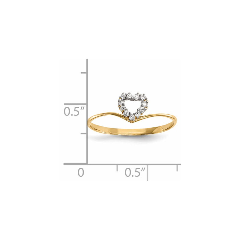 14K Yellow Gold Cz Heart Ring (Size 7 Only)