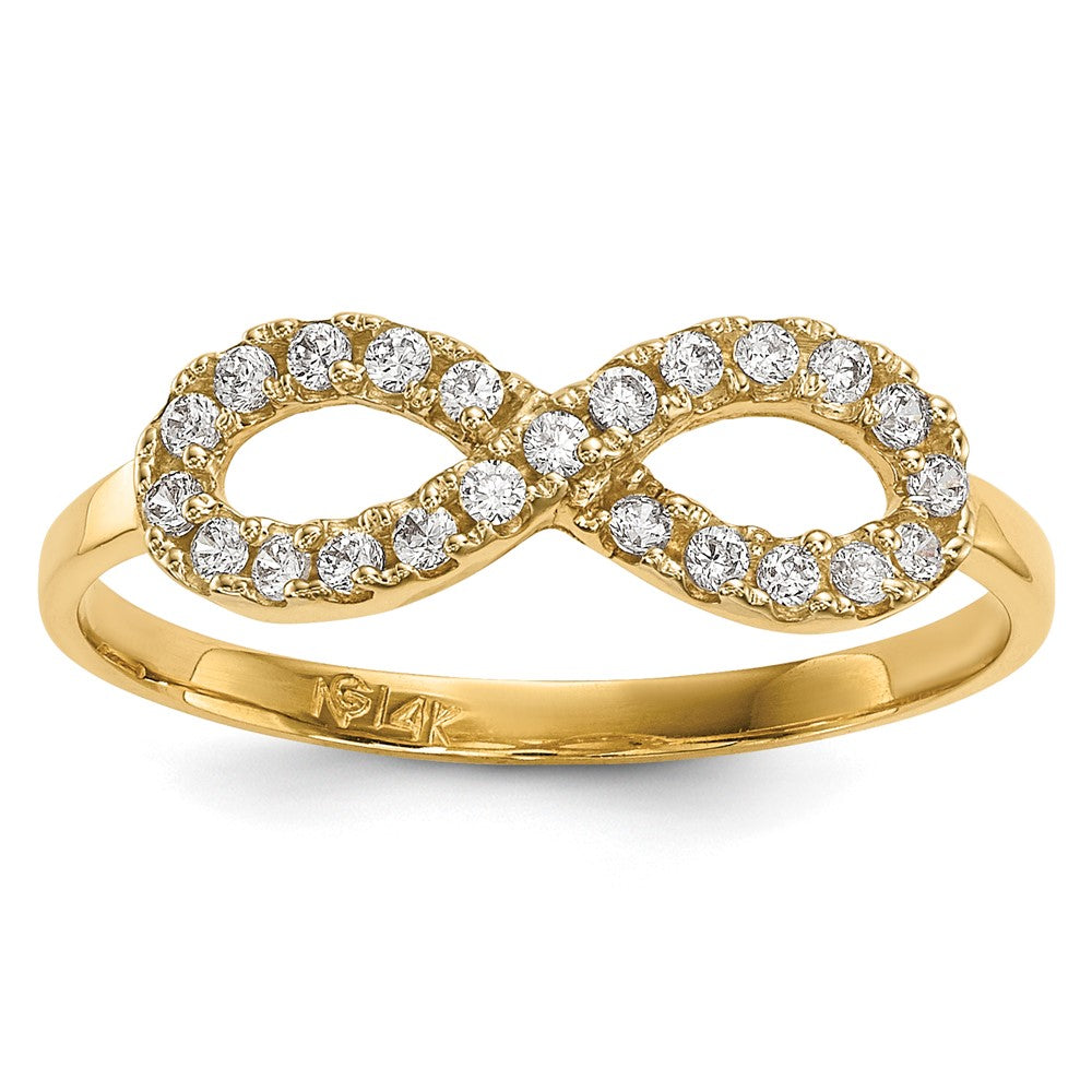 14K Yellow Gold CZ Infinity Symbol Ring