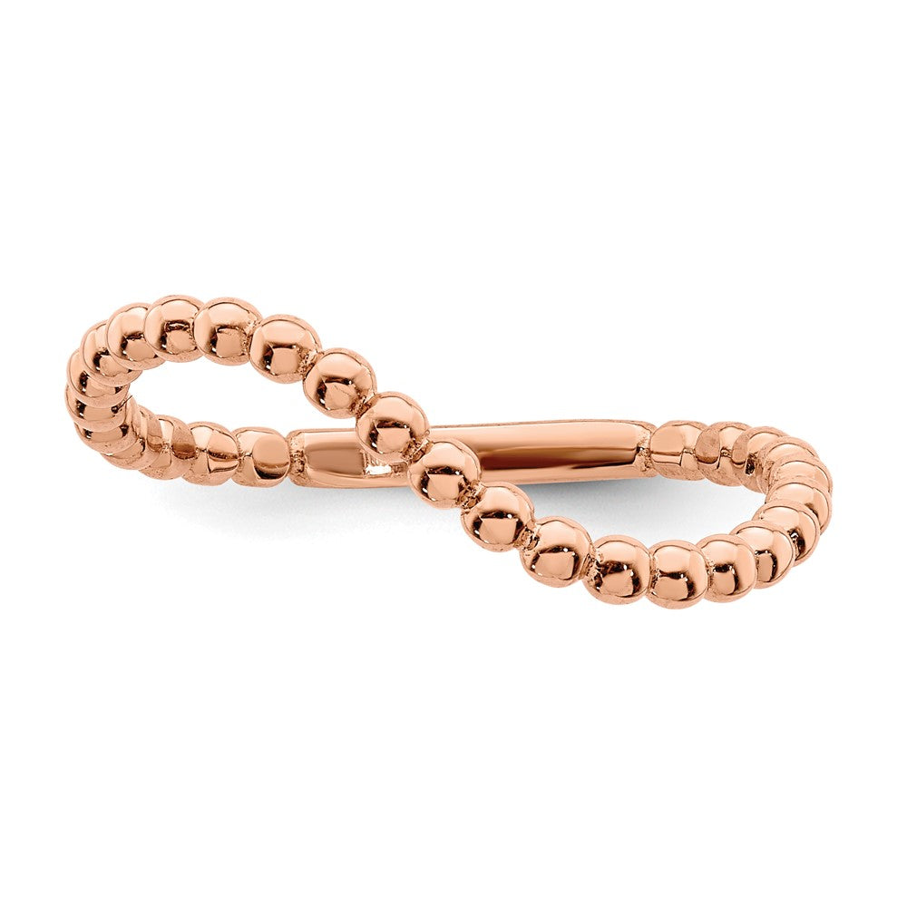 14K Rose Gold Beaded Waved Ring (Size 7 Only)