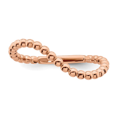 14K Rose Gold Beaded Waved Ring (Size 7 Only)