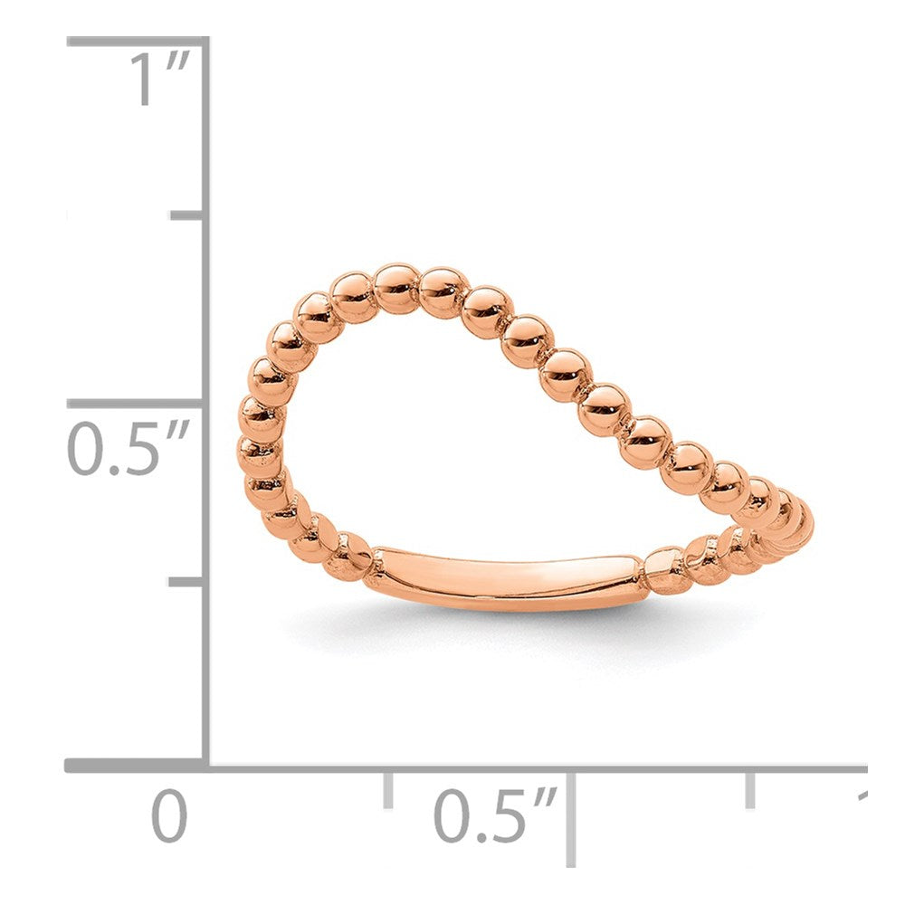14K Rose Gold Beaded Waved Ring (Size 7 Only)