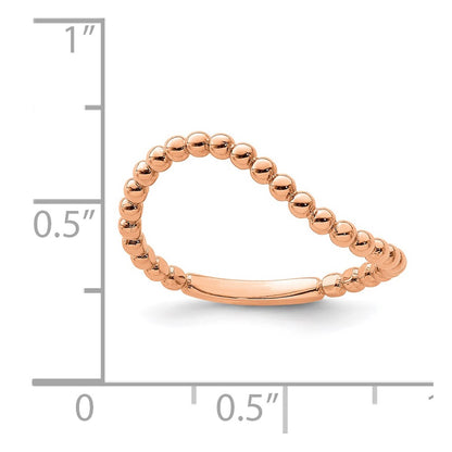 14K Rose Gold Beaded Waved Ring (Size 7 Only)