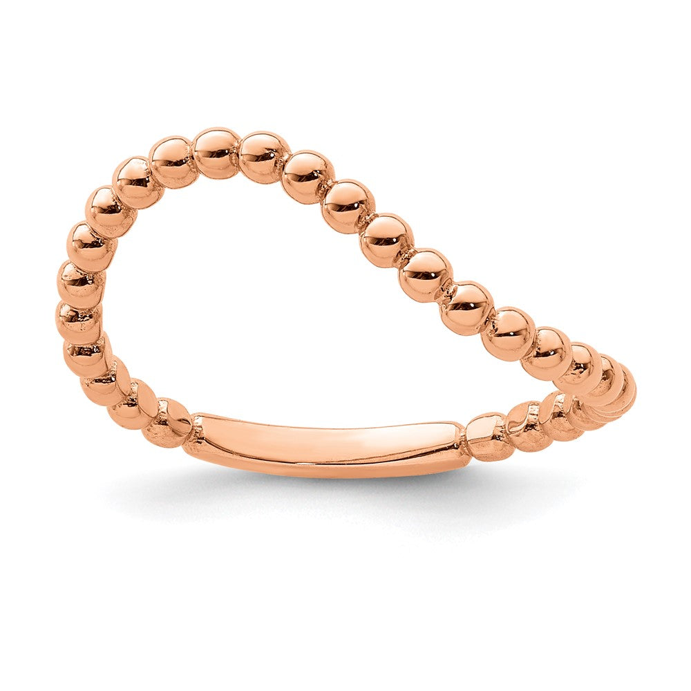 14K Rose Gold Beaded Waved Ring (Size 7 Only)