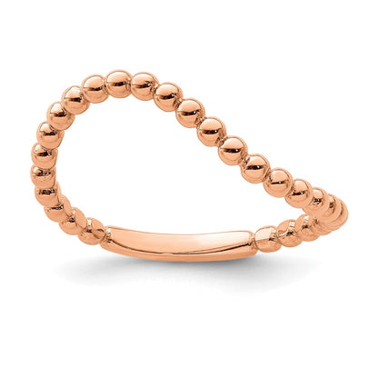 14K Rose Gold Beaded Waved Ring (Size 7 Only)